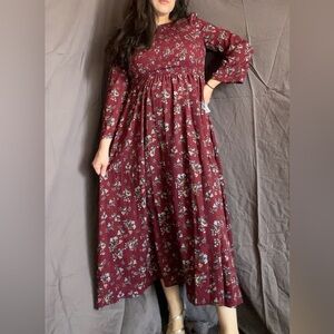 Melloday Elegant Floral Long Sleeve Dress